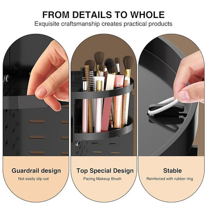 360 Large Rotating Makeup Organizer Countertop, Clear Acrylic Makeup Organizers, Organizador De Perfumes, 7 Layers Large Make Up Organizer, Huge Storage Fits for Vanity and Bathroom (Black, Small)