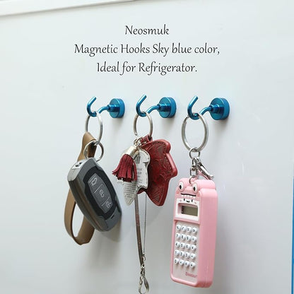 Neosmuk Magnetic Hooks, Heavy Duty 30lb+ Strong Magnet Hook for Cruise Cabins, Cruise Ship Essentials for Hanging, Metal Wall Refrigerator Hangers (RoyalBlue, 10 Pack)