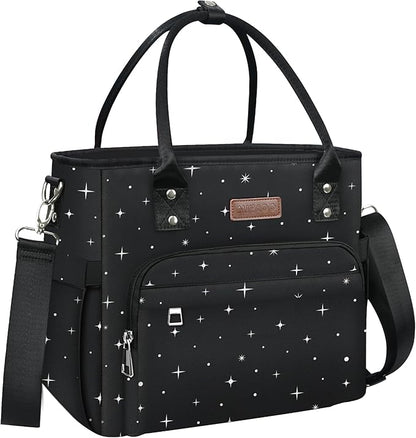 MIYCOO Lunch Bag Lunch Box Women - Leakproof Insulated Lunch Cooler Bag for Women - Large Lunch Tote Bags Adults, Black Starry Sky