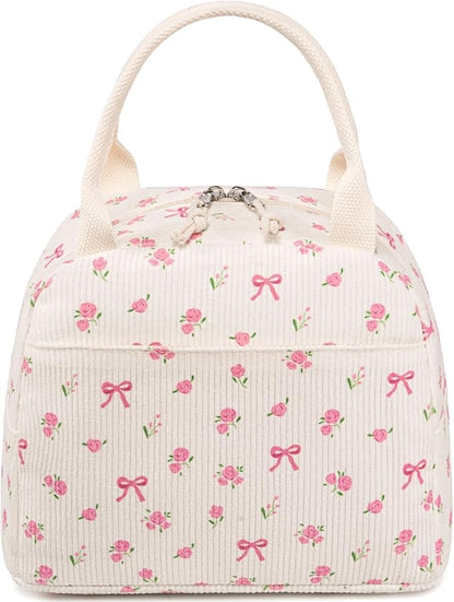 Bluboon Lunch Bag for Women Men Cute Corduroy Lunch Tote Bags Reusable Insulated Lunch Box Large Capacity Reusable Insulated Cooler for Work Picnic or Travel
