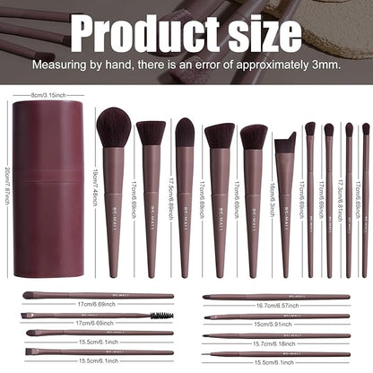 BS-MALL Makeup Brush Set 18 Pcs Premium Synthetic Foundation Powder Concealers Eye shadows Blush Makeup Brushes with black case (D-Brown)