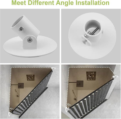 Shower Curtain Rod Bracket, 4Pcs 26mm Inner Diameter Titanium Steel Shower Curtain Rod Single Swivel Flange Curtain Rod Wall-Mount Bracket with Screws (White)