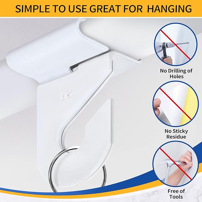 Wakhow 10 Pairs Drop Ceiling Hooks for Hanging, Suspended Track Ceiling Tile Clips, Ceiling Grid Hangers for Decorations from Classroom, Office, Home, Wedding, Hold Up to 20 lbs, 1" W X 1½" H