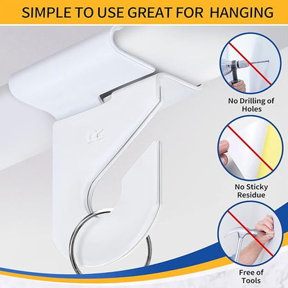 Wakhow 10 Pairs Drop Ceiling Hooks for Hanging, Suspended Track Ceiling Tile Clips, Ceiling Grid Hangers for Decorations from Classroom, Office, Home, Wedding, Hold Up to 20 lbs, 1" W X 1½" H