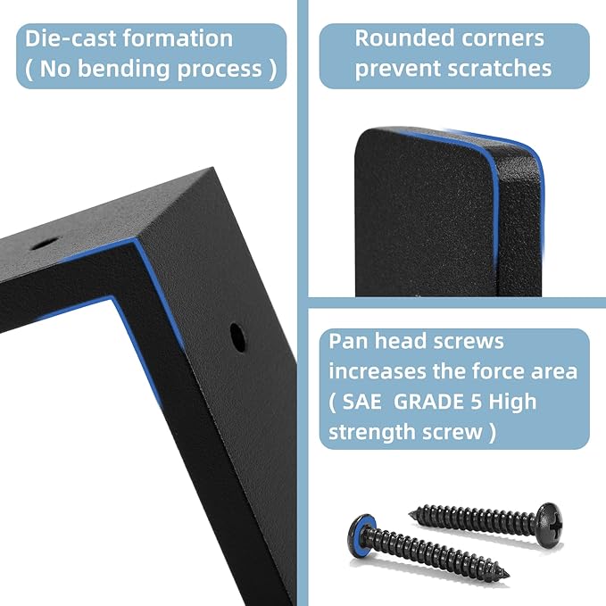 8"x 4"Shelf Brackets,L Shelf Brackets, die-cast Formation, Vertical Angle, Premium Alloy Metal Heavy Duty Shelf Bracket, high Strength Mounting Hardware Included, Corner Brace Joint,Pack of 4.