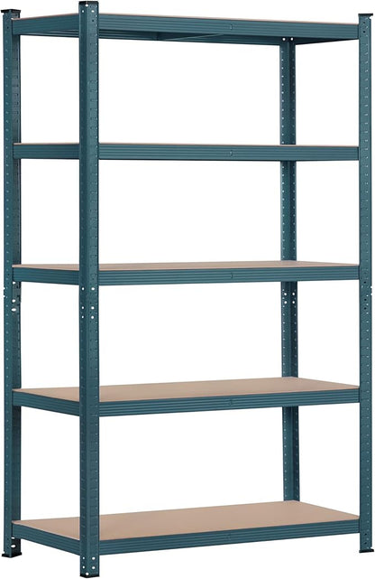 Topeakmart 5-Tier Utility Shelves, Metal Storage Shelves Garage Shelving Unit Adjustable Garage Storage Shelves Storage Racks Heavy Duty Shed Shelving- Neptune Blue, 35.5 x 16 x 71 Inch