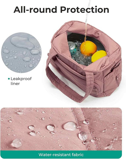 BAGSMART Lunch Bag Women Large Lunch Box Insulated Tote Bag with Multi-Pockets Quilted Puffy Tote for Work, Outdoors