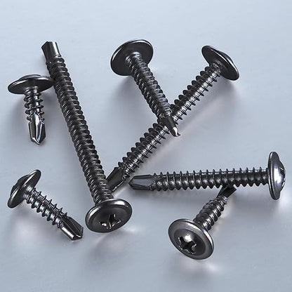 (350 pcs) Wensilon #10×1/2” for Sheet Metal Self-Tapping Screws 410 Black Stainless Steel Truss Head High-Strength Quick Tapping