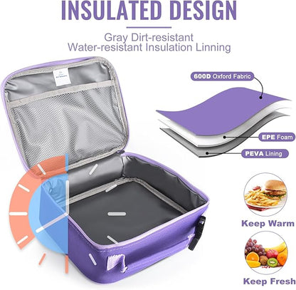 Genteen Lunch Box Lunch Bag for Kids Girls,Insulated Lunch Bag Women,Reusable Lunchbox for School,Work,Outdoor (Purple)