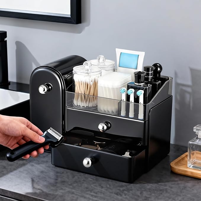 Makeup Organizer,Vanity Organizer with Makeup Brush Holder,Large Skincare Organizers and Bathroom Countertop Organizer,Storage Lipstick,Perfume,Nail Polish,Beauty,Gifts for Women