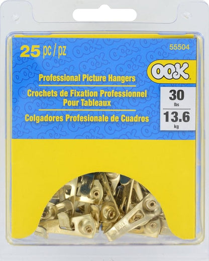 OOK 535890 Professional Picture Hangers, Art Hangers, Padded, Reusable Picture Hooks, 30lb (25 set)