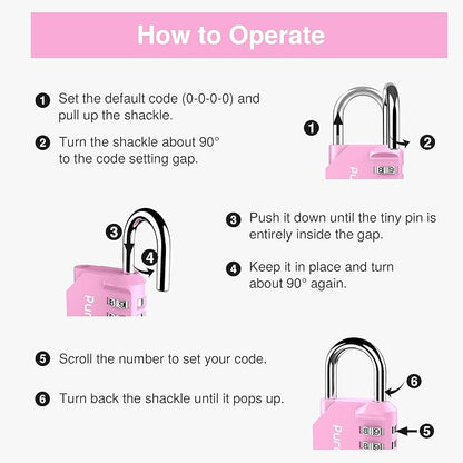 Puroma 1 Pack Combination Lock for Locker 4 Digit Outdoor Waterproof Padlock for School, Gym, Sports, Fence, Toolbox, Gate, Case, Outdoor, Hasp Storage (Pink)