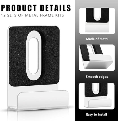 12 Pack Metal Mirror Holder Clips - Steel Heavy Duty Mirror Mounting Set with Screws,Ideal for Wall - Mounted Mirrors,Billboards,and More (Silver,1/4 Inch)