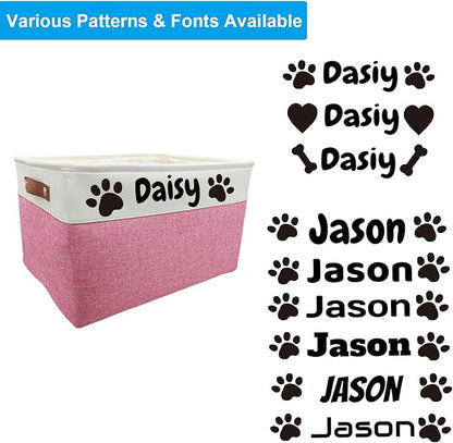 Personalized Dog Toy Basket Large Custom Dog Toy Box Foldable Dog Gift with Pet's Name for Clothing,Stuff