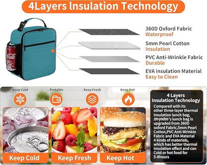 Lunch Box for Men - Reusable Lunch Bag Men Adult Women- Insulated Small LunchBox (Azure)
