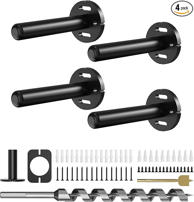 4pcs Wall Shelf Brackets Heavy Duty Floating Shelf Bracket Hidden,Invisible Black Shelving Brackets Decorative Floating Shelf Hardware Heavy Duty,Metal Shelf Support Bracket (4 inch-4pcs)