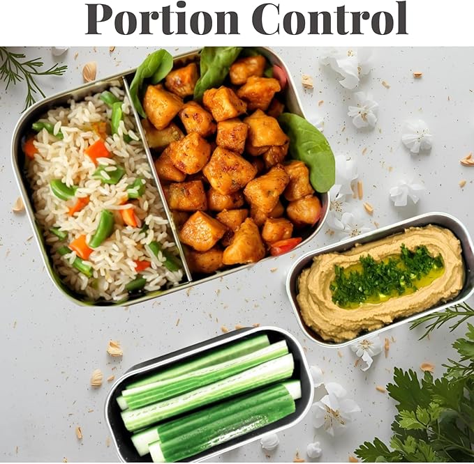 Leak proof Stainless Steel Lunch Box| Stainless Steel bento box | Metal Lunch Containers| Sandwich ,Snacks container| Meal prep| Metal lunch box| Korean Lunch Box| Black|SMall 27 Oz+ 2*6.5Oz