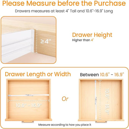 8 Pack 4" High Drawer Dividers for Clothes, 10.6"-16.9" Expandable Drawer Divider Adjustable Drawer Separator, Clear Dresser Drawer Organizer for Clothes, Underwear, Cosmetic, Kitchen Utensils Storage