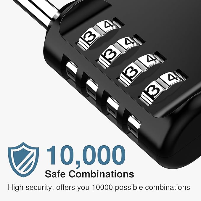 Puroma 4 Pack Combination Lock for Locker 4 Digit Outdoor Waterproof Padlock for School, Gym, Sports, Fence, Toolbox, Gate, Case, Outdoor, Hasp Storage, Cabinets (Silver & Black)