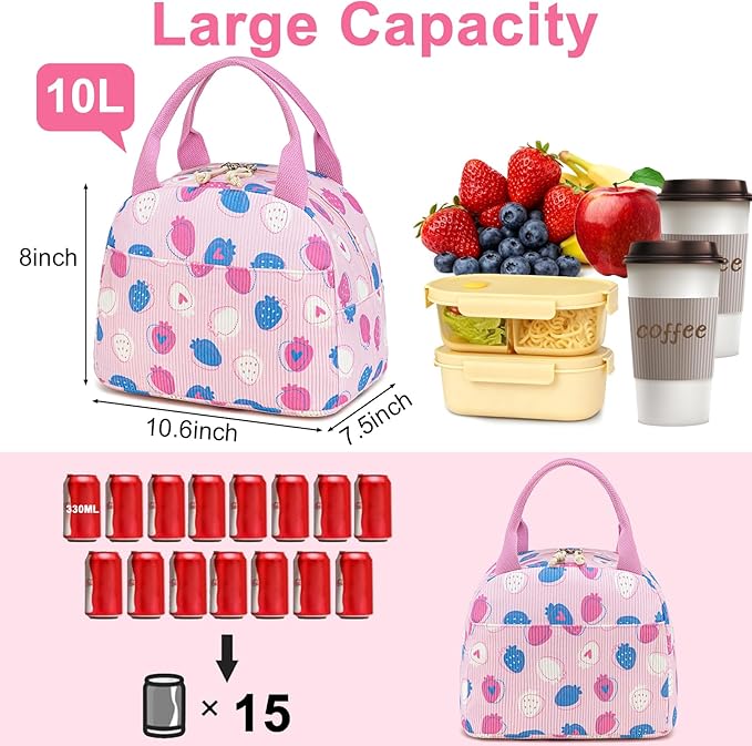 Bluboon Lunch Bag for Women Men Cute Corduroy Lunch Tote Bags Reusable Insulated Lunch Box Large Capacity Reusable Insulated Cooler for Work Picnic or Travel