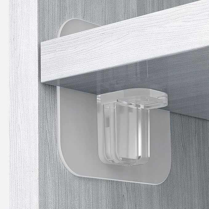 AccEncyc 12 Pcs Punch Free Shelf Support Pegs Self Adhesive Shelves Clips Shelf Pegs for Shelves No Drill Shelf Bracket Holders Pin for Kitchen Cabinet Book Shelves Closet Clapboard Layer (1-Peg)