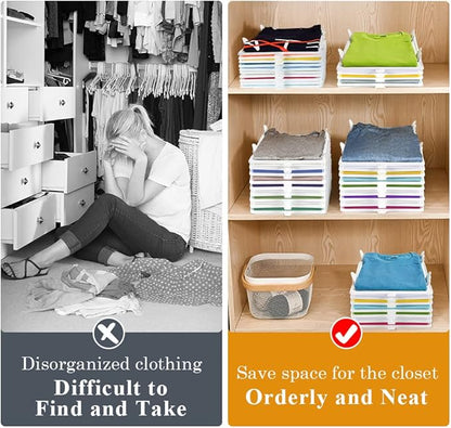 Accenter Tshirt Organizer for Clothes Storage, Stackable Closet Organizer with Easy Access, Shirt Folder Board, Sturdy and Durable, Clothes Folder 10-Pack