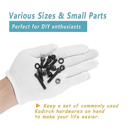 Kadrick Metric Screws Assortment - 100 Pcs M6 Hex Socket Head Cap Bolts, 8mm/12mm/16mm/20mm/30mm With Nuts and Washers - 12.9 Grade Alloy Steel, Black Zinc Plated, Anti-Rust Upgrade