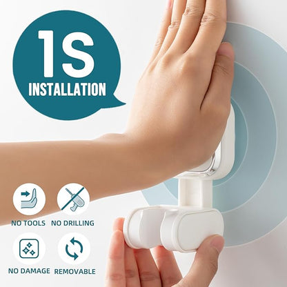 TAILI Shower Head Holder Suction, Handheld Shower Head Bracket, Height Angle Adjustable Wall Mounted, Bathroom Showerhead Holder Removable No Drilling Waterproof, Square Suction Cup, White