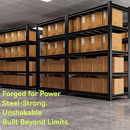 Extra Large/Big 55.12"W: Father&I Industrial Metal/Steel 5-Heavy-Dudy-Shelf-Rack Utility Tall Garage/Warehouse/Bin/Shed Storage Shelving Shelves Unit/System Adjustable , 84"*55.12*24", Black