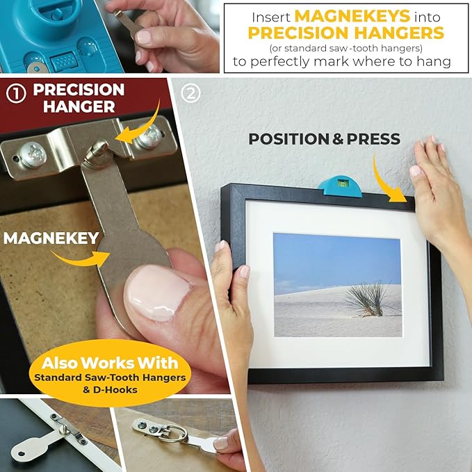 Go Hang It! Pro, All-in-One Picture Hanging Kit - Picture Leveling and Hanging Tool - Hang Sawtooth/Wire Hangers - Wall Hanging Kit and Level Tool - Hardware Case with 85-Piece Hanging Essentials