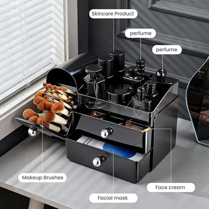 Makeup Organizer,Vanity Organizer with Makeup Brush Holder,Large Skincare Organizers and Bathroom Countertop Organizer,Storage Lipstick,Perfume,Nail Polish,Beauty,Gifts for Women