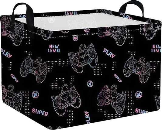 Rectangular Game Basket,Kids game storage basket,Storage Baskets with Handles,nursery game room baskets,Toy Storage Bin Organizer,Gift Bins(Cute game)