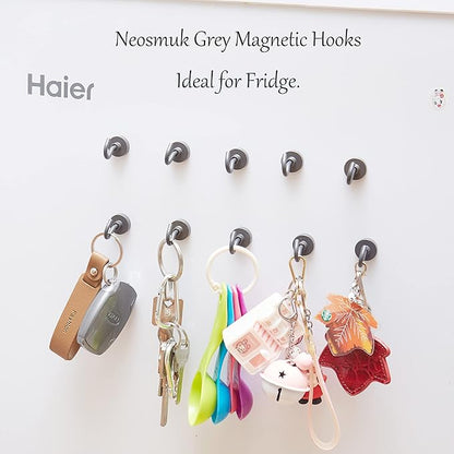 Neosmuk Magnetic Hooks, Heavy Duty 85lb+ Strong Magnet Hook for Cruise Cabins, Cruise Ship Essentials for Hanging, Metal Wall Refrigerator Hangers (Grey, 10 Pack)