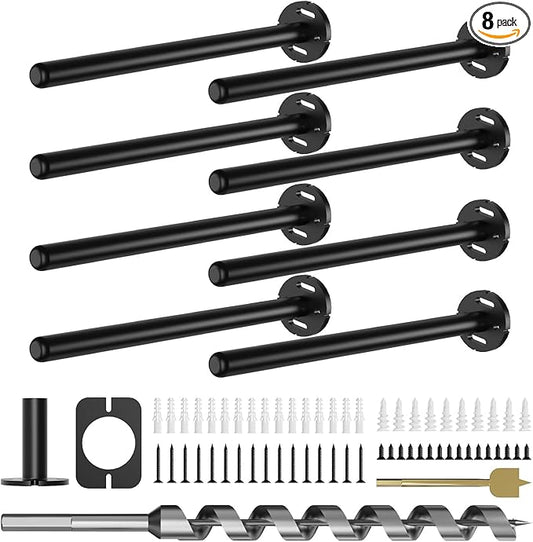 8pcs Wall Shelf Brackets Heavy Duty Floating Shelf Bracket Hidden,Invisible Black Shelving Brackets Decorative Floating Shelf Hardware Heavy Duty,Metal Shelf Support Bracket (10 inch-8pcs)