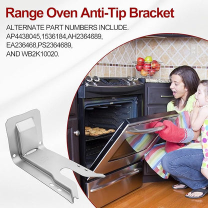 WB02K10254 Range Oven Anti-Tip Bracket for GE Stove/Ovens Range, Floor or Wall Mount Anti Tip Bracket WB02K10020, CGS975SED1SS C2S980SEM5SS JGB281SER6SS (2 Set)