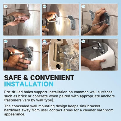 (2-Pack) 1224196 Wall Mount Sink Hanger Kit, Compatible with Kohler Wall-Mounted Sinks, Urinals, and Pedestal Sinks, Stainless Steel Wall Sink Mounting Brackets, Bathroom Wall Mount Hardware