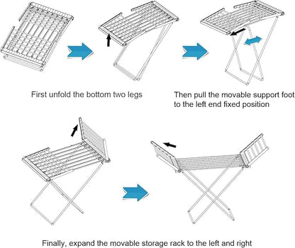 (1 Pack) Heated Clothes Drying Rack, Folding Electric Clothes Rack, Collapsible Laundry Drying Rack, Free Standing Heating Garment Dryer Towel Rail Space Saving for Home Indoor Outdoor