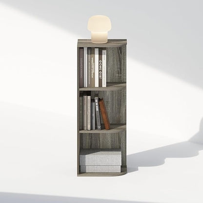 Furinno Reed Corner Shelf, 3-Tier Corner Bookshelf, Book Shelf, Corner Shelves, Storage Rack, for Organization and Storage, Home Office, Living Room, French Oak