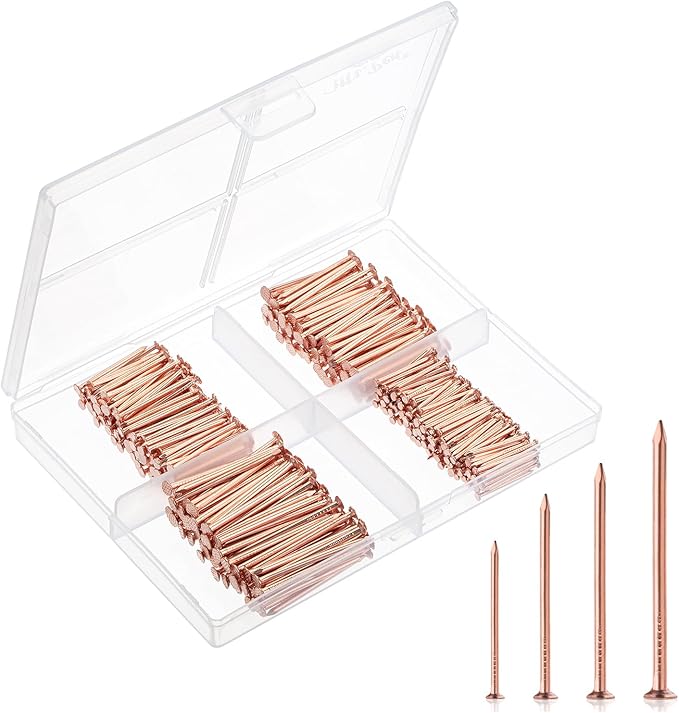 Mr. Pen- Nail Assortment Kit, 600 Pcs, 4 Sizes, Rose Gold, Small Nails for Hanging Pictures, Finishing Nails, Wall Nails for Hanging, Pin Nails, Hardware Nails, Assorted Nails, Galvanized Nails