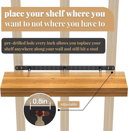 2pcs Floating Shelf Hardware Heavy Duty Hidden Shelf Brackets Support,Wall Mounting Invisible Floating Shelves Bracket with Jig (40" x 6" x 1.5")