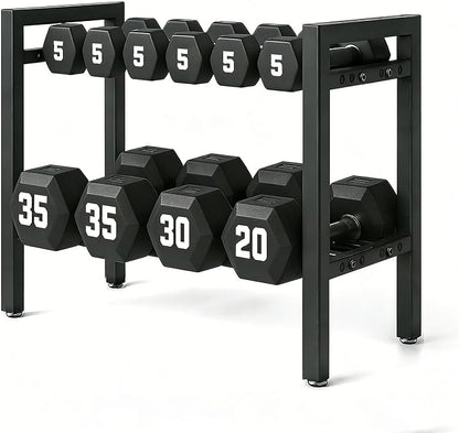 20 IN Dumbbell Rack 2 Tier Adjustable Kettlebell Storage Shelf Heavy-Duty 250LB Space-Saving Weights Stand for Home Gym(Rack Only)