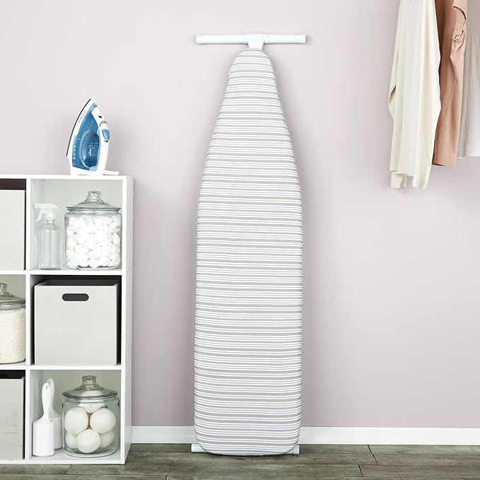 Juvale Ironing Board Cover & Pad - Secure Drawstring Fit for Iron Board Cover with Padding - Extra-Thick Foam for Pressing Pad - 15 x 54 in, Grey Stripe