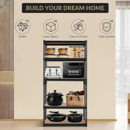 Garage Shelving Heavy Duty Storage Shelves 2000Lbs Capacity, 5 Tier Adjustable Metal Shelving Unit 36" W x 18" D x 72" H, Industrial Utility Rack for Kitchen Pantry