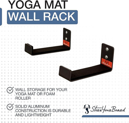 StoreYourBoard Yoga Mat Storage Rack, X-Large, Foam Roller Wall Hooks, 3 Exercise Mats, Fitness Gear Organizer (Large)