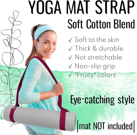 TECEUM Yoga Mat Strap – 30+ Colors – Adjustable Mat Holder Sling Carrier for All Mats [Mat Not Included]
