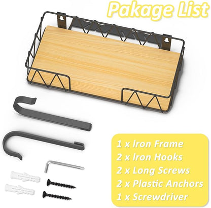 Ironing Board Hanger with Removable Hooks, Ironing Board Holder Wall Mounted for T/Y Leg, Space Saving Iron Holder for Laundry Room Storage and Organization, Black
