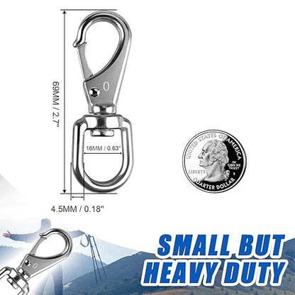 KINLINK 304 Stainless Steel Swivel Snap Hooks, 8 Pack 2.7 Inch Flag Pole Clips, Heavy Duty Spring Snap Hooks for Flagpole Rope, Dog Leash, Keychain, Boat Anchor Rope, Bird Feeder