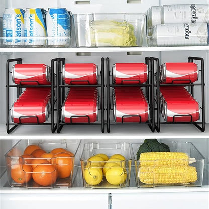 MOOACE Can Organizer for for Pantry, Stackable Soda Can Dispenser Canned Food Storage, Kitchen Cabinet Fridge Beverage Cans Holder, 4 Pack, Black