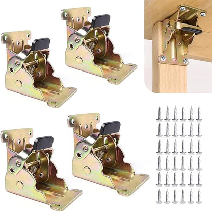 TopDirect Locking Hinge for Folding Leg Brackets,Heavy Duty Folding Brackets 90 Degree Self Locking Folding Hinge for Table Legs Furniture 4 Pack，Zinc