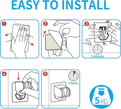 KAIYING Self Adhesive Handheld Shower Head Holder, Adjustable Angle RV & Bathroom Wand Holder, Universal ABS Black Shower Bracket